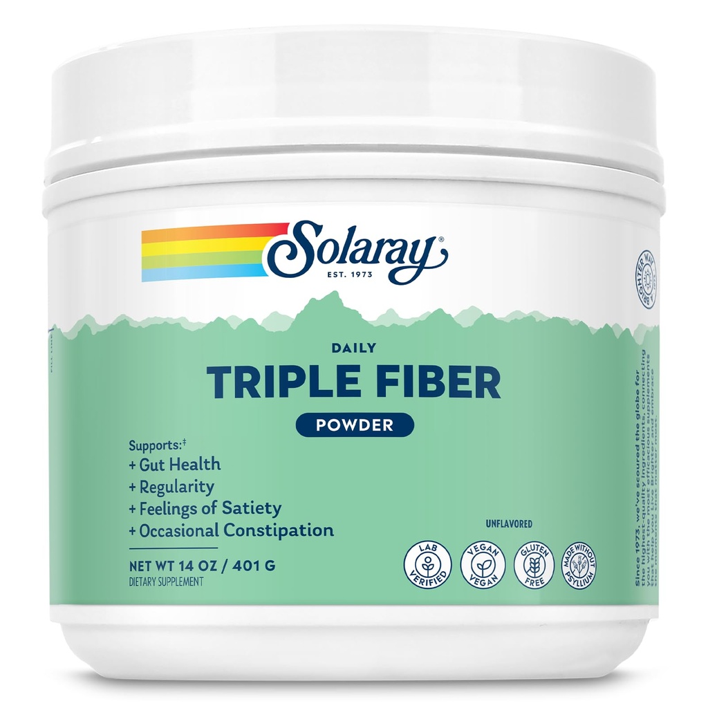 Triple Fiber Powder - Daily Fiber Supplement for Women and Pregrance - Gut Health, Occasional Constipation, Digetical Health Support, Unfeather, Vegan, Gluten Free, 30 Servings, 14oz