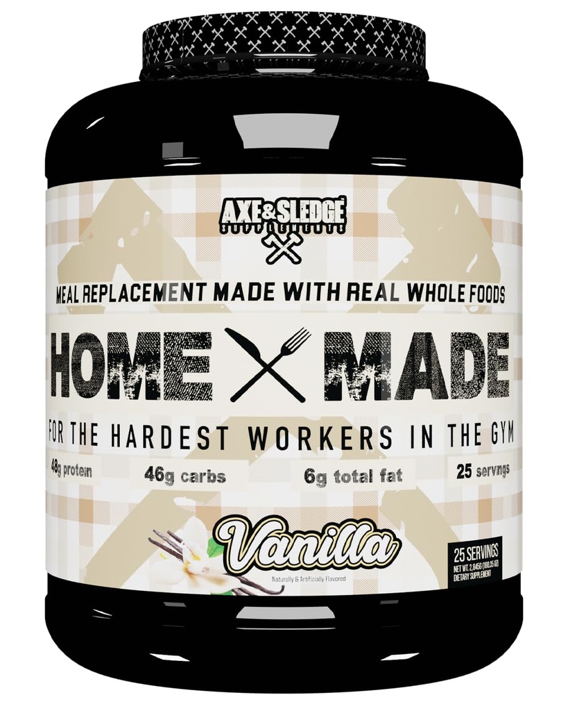 Axe & Sledge Suplemen Rumah Made Whole- Foods- Based Meal Pengganti Powder, 25 Servings (Pack of 1) (Vanilla)