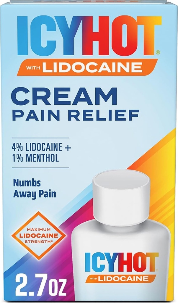 Icy Hot Max Kekuatan Relief Cream dengan Lidocaine Plus Menthol, 2.7 Ounces
