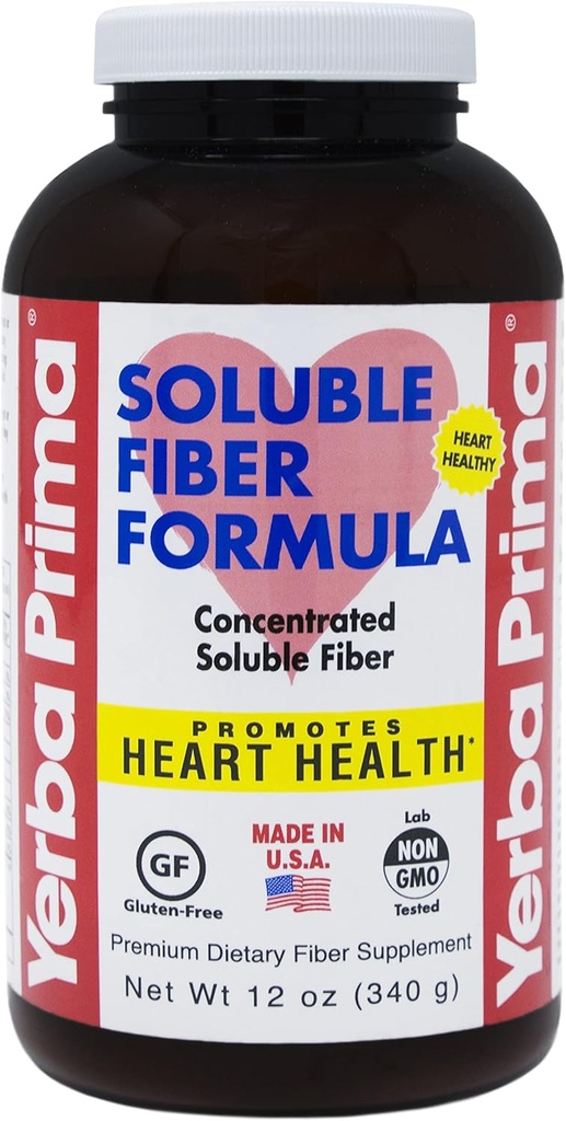 Yerba Prima Soluble Fiber Formula Powder, 12 Ounce - Premium Dietary Fiber Suite, Natural, concentrabled Soluble Fiber, Gluten Free, Non-GMO, dibuat di USA