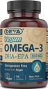 DEVA Vegan Omega-3 DHA- EPA 300MG - Tidak Carrageenan, Non-Fish Oil Derived dari Algae, Non- GMO, 90 Glatin- Free Softgelels