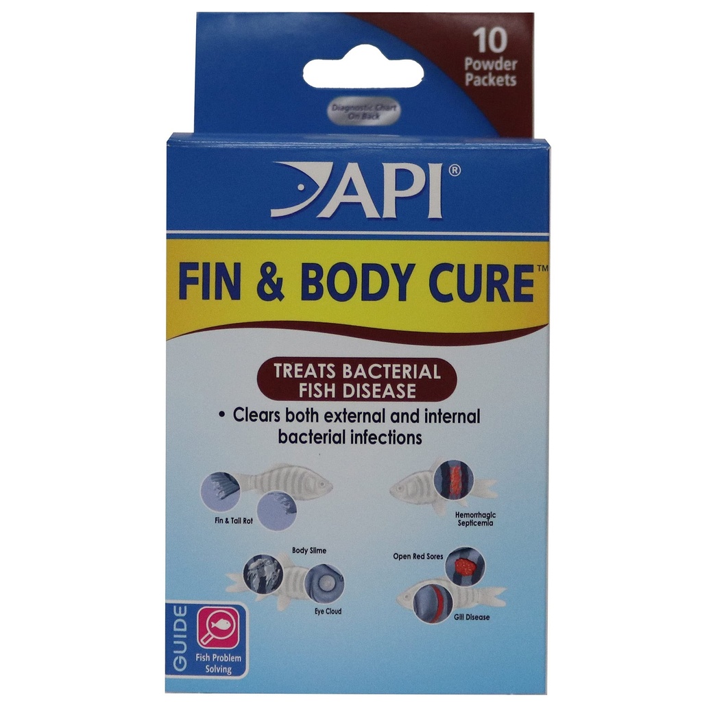API FIN & BODY CURE Freshwater Fish Powder Medication 10- Count Box
