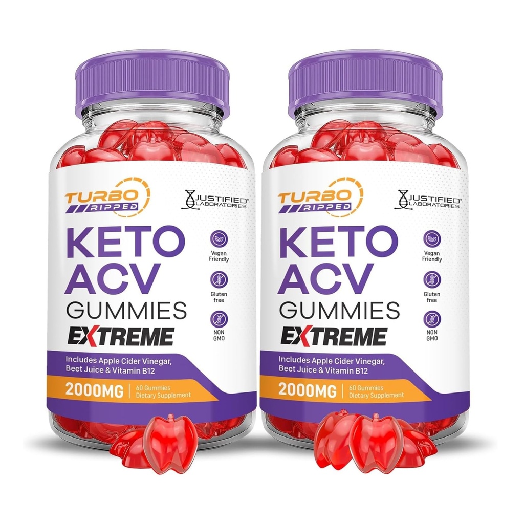 Laboratorium yang direstified (2 Pack Turbo Ripto ACV Gummies Ekstrim 2000MG Turbo Ripped Keto Apple Cider Vinegar Formulasi dengan Poder Beet Juice B12 Vegan