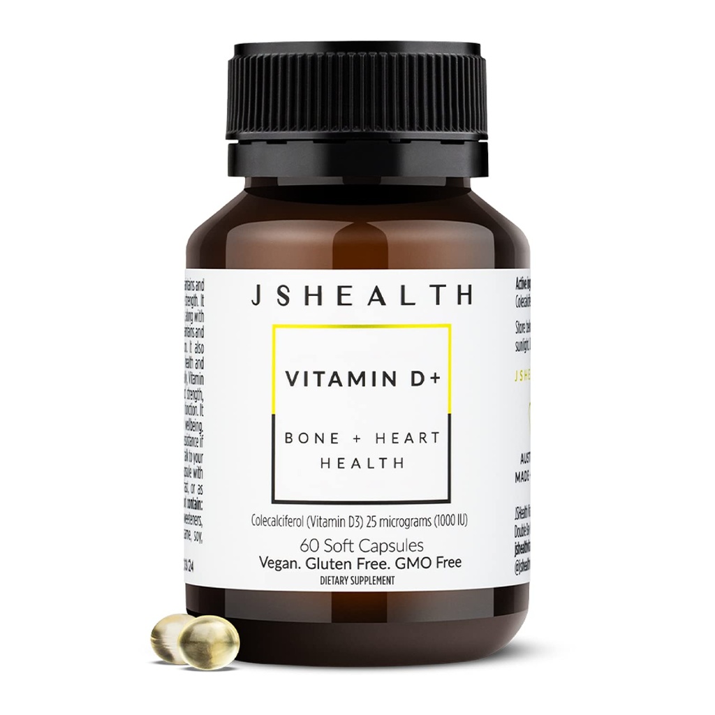 JSHealth Vitamin D3 100iu Tambahan untuk Fungsi Otot Sehat, Tulang dan Kesehatan Jantung, dan Dukungan Imune