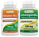 Terbaik Ekstrak Betaine HCL 648 mg & Ashwagandha Ekstrak 500 Mg