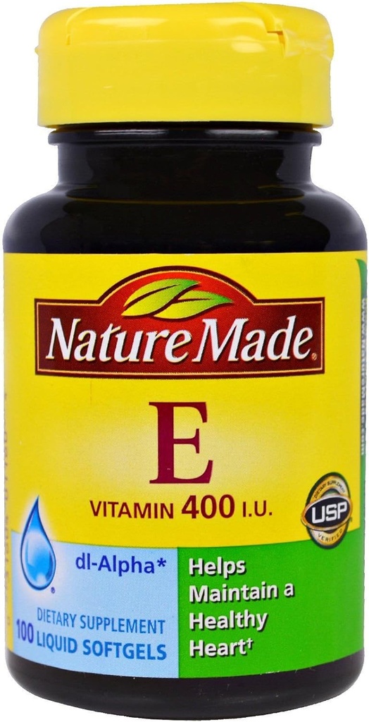 Nature Made Vitamin E 180 mg (400 IU) dl- Alpha, Dietary Suplemen untuk Antioksidant Dukungan, 100 Softgel (Paket 3)