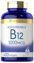 Carlyle Vitamin B12 1000 mcg Absorbable 124; 400 Softgels 14; Non-GMO dan Gluten Free Suplemen
