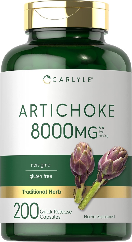 Carlyle Artichoke Extract Capsules 8000mg 124; 200 Count 124; Non-GMO, Gluten Free Suplemen