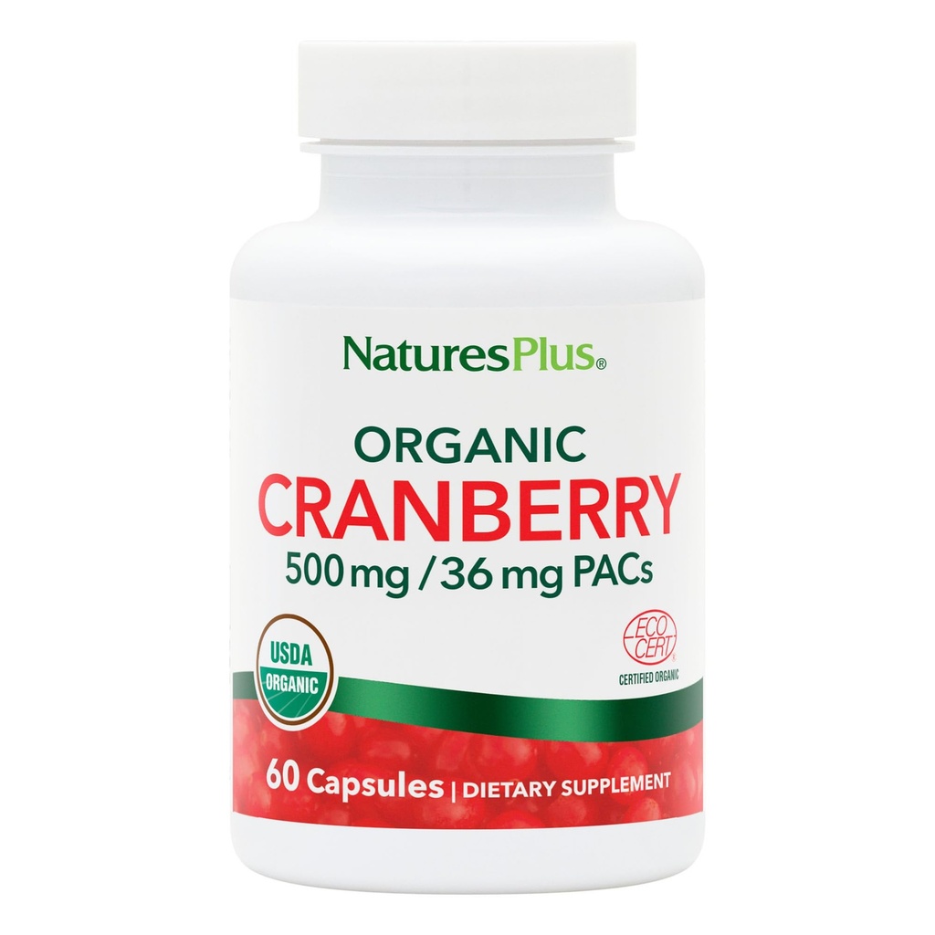 NaturesPlus Organik Cranberry 500 mg - 60 Kapsul - Membantu Proxement Healthy Urinary Tract - USDA Certified Organic, Vegan, Gluten Free, Non-GMO - 30 Hamba