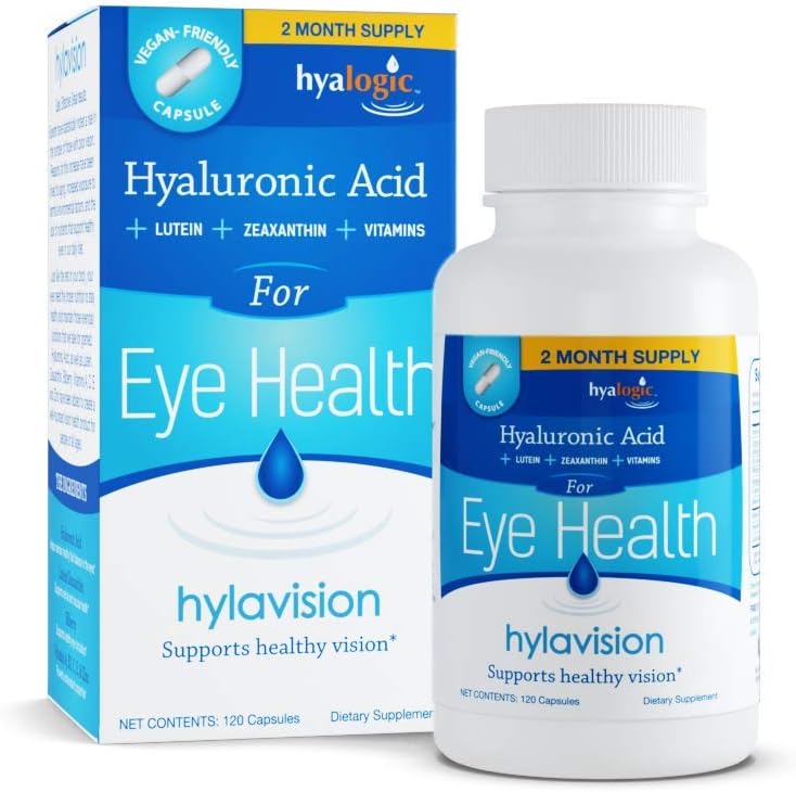 HyaIogic HylaVision Eye Health Suplement - Acid Hialuronic, Lutein dan Simixanthin Suplemen - Berisi Mata Vitamin A, C, E, dan Zinc