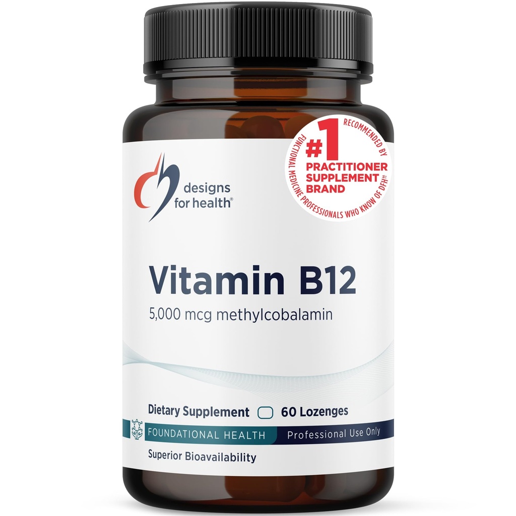 Desain untuk Kesehatan Vitamin B12 Lozenges - B12 Vitamin 5000 mcg Methylcobalamin - Vitamin B12 Suplemen - Vegan + Non GMO, Natural Berry Flavor (60 Quick Dissolve Lozenges)