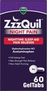 ZzzQuil Night Pain Geltabs, Relief Pain malam hari, Sleep Aid Talets, Diphenhydramine HCI dan Acetaminopenhen, No.1 Sleep Aid Brand, Max Kekuatan Reliever, 60 GelTab