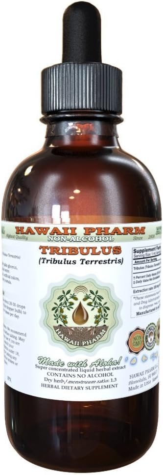 Tribulus Alcohol- Free Liquid Extract, Tribulus (Tribulus Terrestris) Dried Fruit Glycerite Natural Herbal Suplemen, Hawaii Pharm, USA 2 fleroz