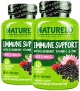 NATURELO Imune Dukung Vitamin C, Elderberry, Zinc, Echinacea Natural Immunity Boost w / Antioksidant, Herbal & Mineral Pertahanan - 60 Vegan Capsules (Paket 2)