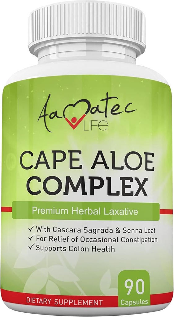 Hidup Avoic Cape Aloe Herbal Laxative Kompleks untuk Peninggalan Konstilasi, Movement Bowel Sehat, Digetical & Colon Kesehatan dengan Cascara Sagrada dan Supplemen Senna Leaf untuk Pria dan Perempuan 90 Kasules