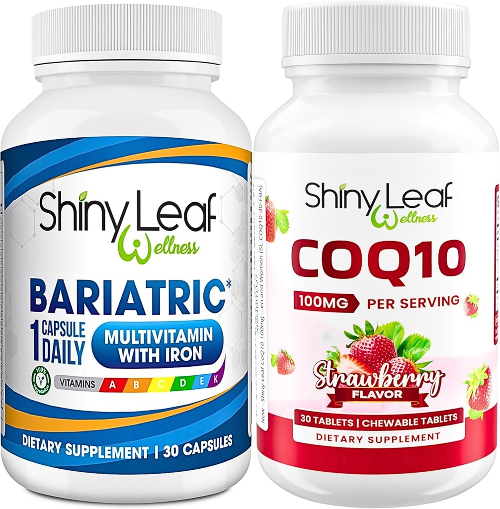 Baritric Multivitamin dengan Iron One Capsule Per Day dan CoQ10 100mg Supplemen untuk Manajemen Kesehatan Otak dan Energi untuk Perempuan dan Pria - Persediaan 1 Bulan