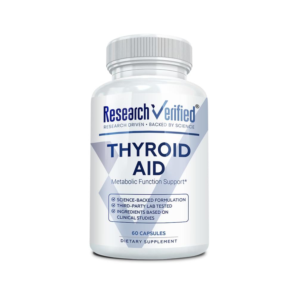 Research Verified ® Thyroid Aid - Optimal Thyroid Fungsi dengan Iodin Copper & Zinc - 260 mcg Selenium - 100% Murni - Vegan Friendly - 60 Kapsul - 1 Bulan Supply