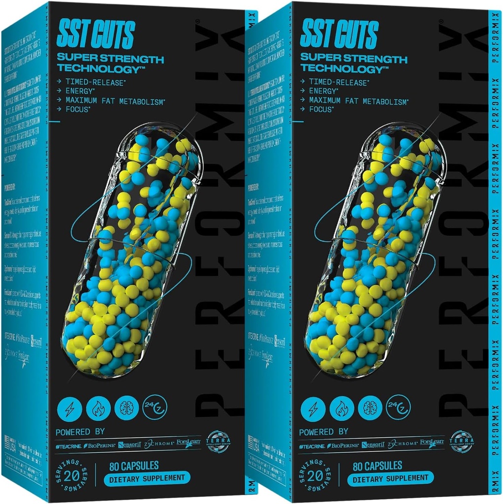 PERFORMIX - SST Cuts - Thermogenic with CLA - Energy, Focus & Mood - Metabolism Dukung - Hunger Control - Nootropic - Pre Workout - Men & Women - 160 Servings - 2 Pack