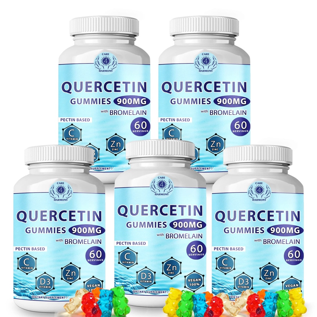 Quercetin Gummies - Quercetin dengan Bromelain Vitamin C + Zinc Vitamin D3 - Chewable Quercetin 900mg Suplemen - Quercetin untuk Anak-anak dan Dewasa (5)