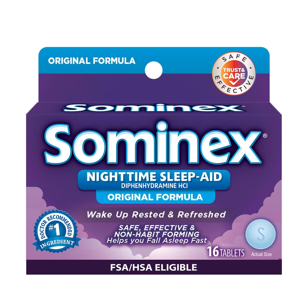 Sominex Nighttime Sleep-Aid with Diphenhydramine HCI, 16ct