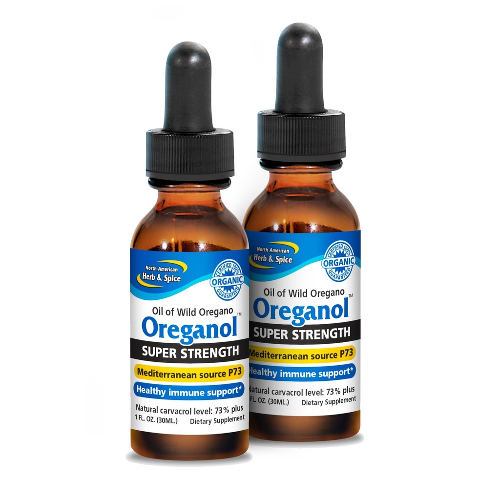 NORTH AMERICAN HERB & SPICE Super Power Oreganol P73 - Pack of 2, 1 fl oz - Imune System Dupport - Non-GMO, Certifikasi Organik - 864 Total Servings