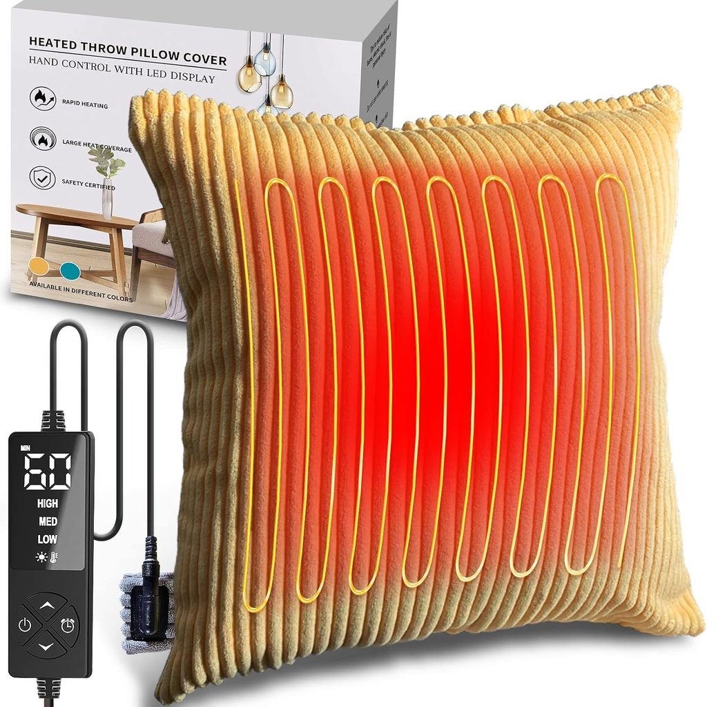 Creatrill Heated Pillow Cover 18x18 (No Pillow Sisipkan), Mandrual Heating Pad untuk Relief Kembali Pain, Periode Haunding Pads for Cramps