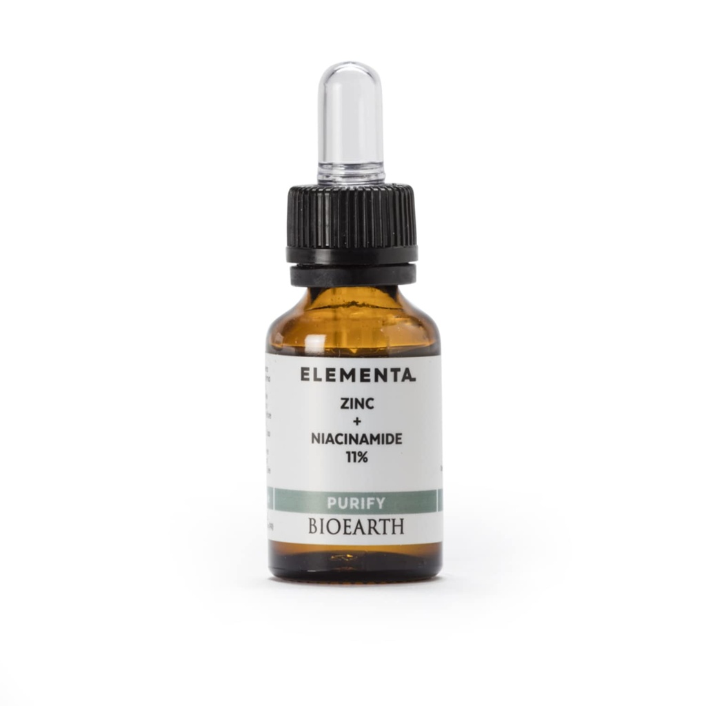 Bioearth Elementa, PURIFY Konsentrat Serum Wajah dengan Zinc dan 11% Niacinamide, Purifikasi dan Efek Balancing, Dibuat di Italia, Vegan, Sertifikasi AIAB - 15ml Pack