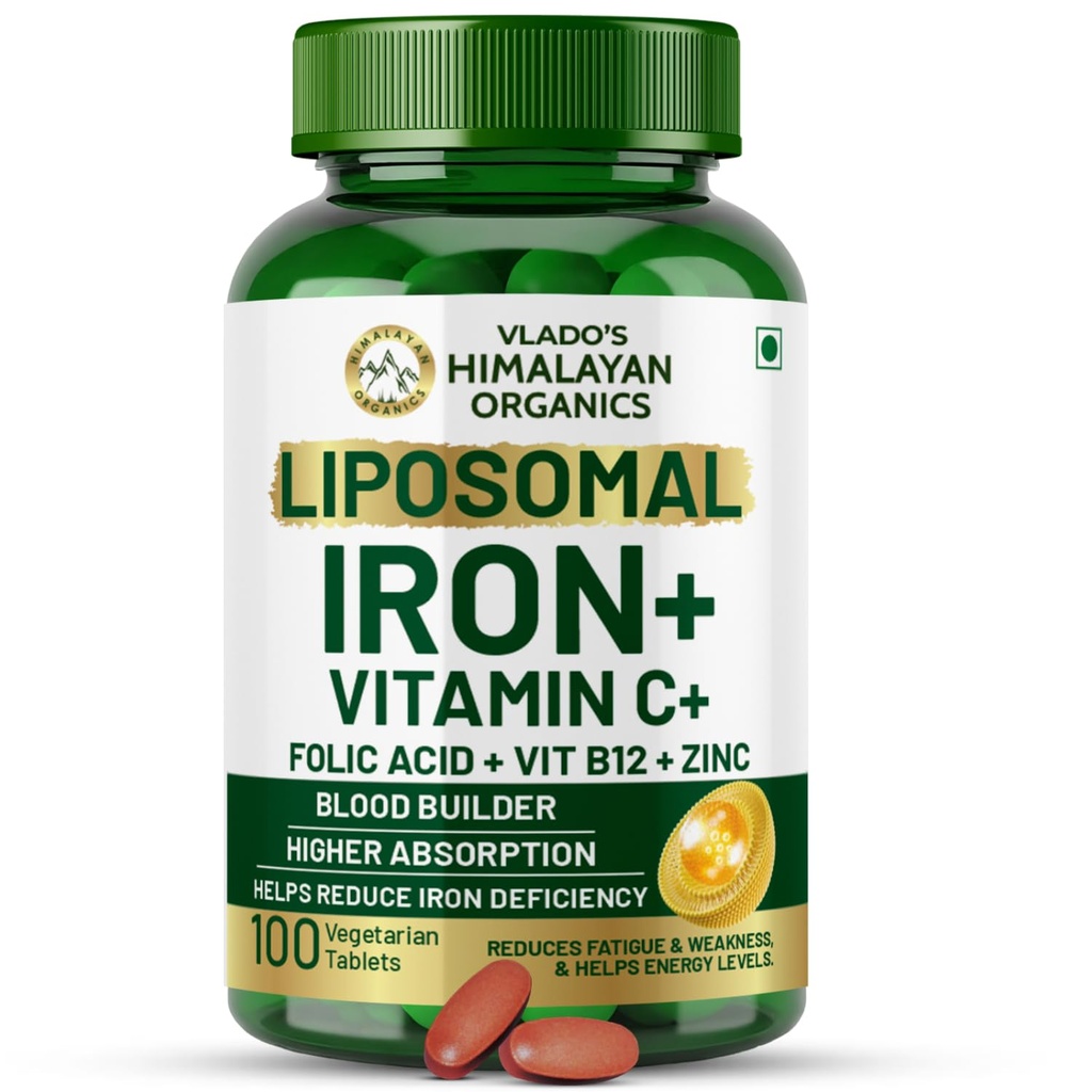 Organisasi HAMALYAN ORGANICS Chelected Iron dengan Vitamin C, B12, Zinc & Folic Acid 124; Boost Hemofil Levels 124; Memperkuat tingkat konsentrasi, Energi & Blood Building- 120 Bible Veg