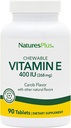 NaturesPlus Vitamin E Chewable - 400 iu, 90 tablet Vegetarian - Natural Carob Flavor - Sehat Cardiovascular Fungsi, Free- Radical Defense & Overall Wellsing - Gluten- Free - 90