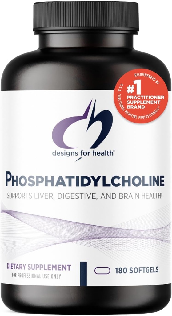 Desain untuk Health Phoshatidylcholine Softgels - Foshatidyl Choline Suplemen dari Soy Lecithin untuk Mendukung Kesehatan Hati + Otak (180 Softgels)