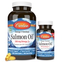 Carlson - Norwegia Salmon Oil, 500 mg Omega- 3 s, Norwegia Salmon Oil Suplemen, Wild Caught Omega 3 Salmon Oil Capsules, Sumpable Sourinced, Brain, Heart & Joint Health, 180 + 50 Softgels
