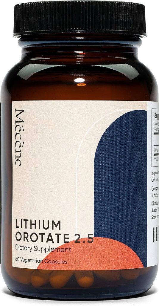 Lithium Orotasi 2.5mg Lithium Elekmental, 60 Vegetarian Capsules, Tambahan Diet, Non- GMO