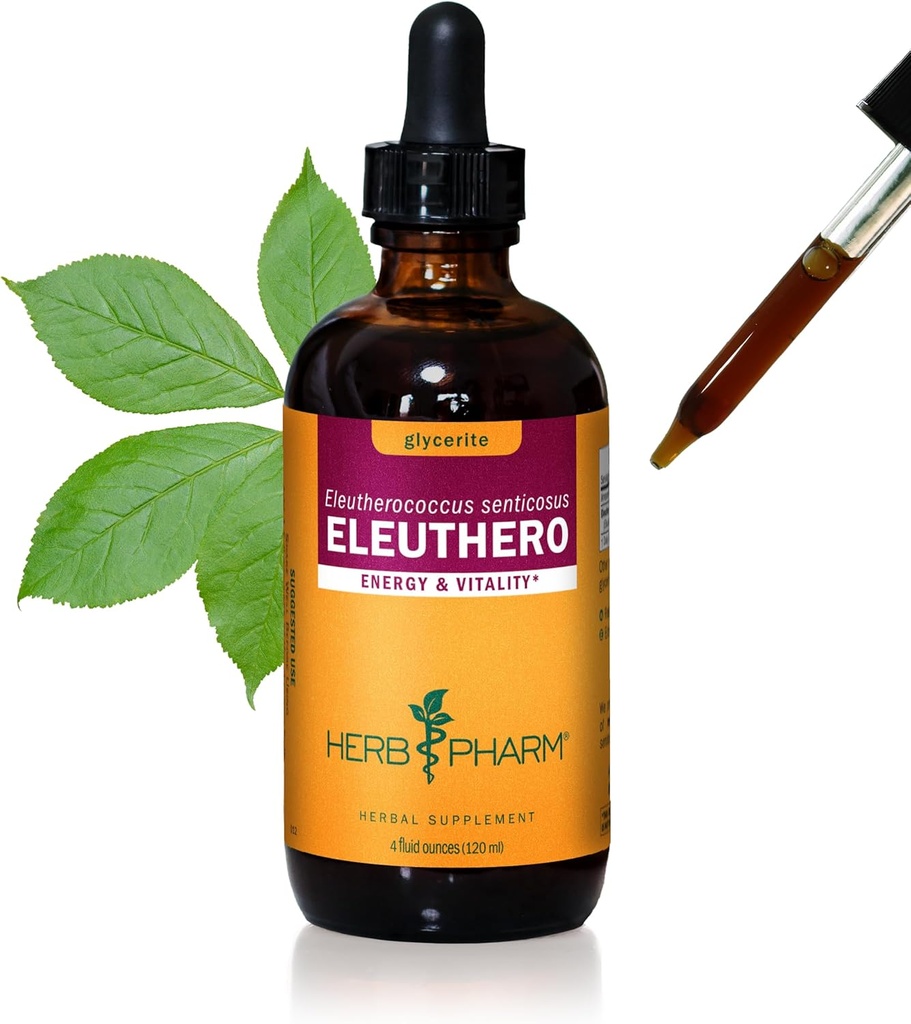 Herb Pharm Eleuthero Root Liquid Glycerite for Energy and Stamina, Alcohol- Free Glycerite, 4 Ounce
