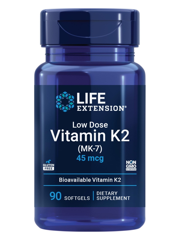 Ekstensi Hidup Rendah Dose Vitamin K2 - Mendukung Kesehatan Arteri - Non- GMO, Gluten- Bebas - 90 Softgels