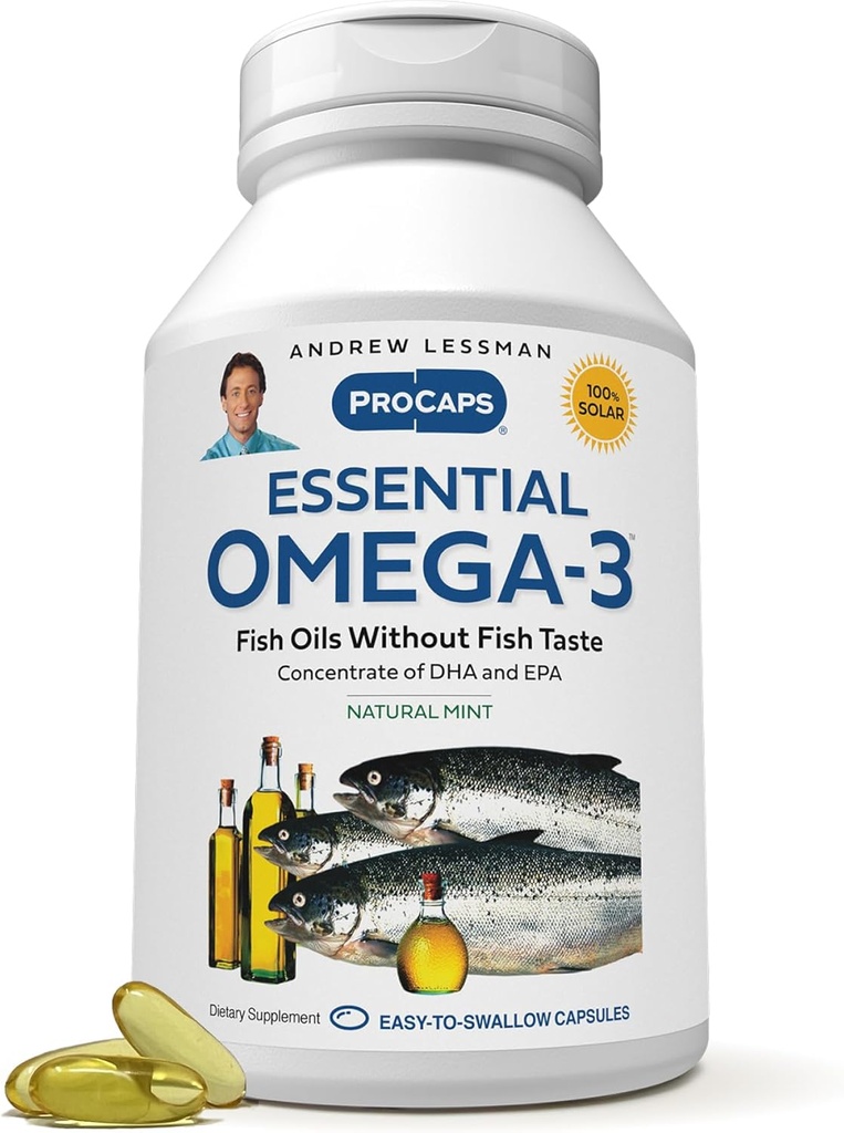 ANDREW LESSMAN ESMAG-3 Mint - 600 Softgels - Ultra-Pure, High Potency Omega- 3 Oil. High DHA, No Stomach Upset, No Contaminants, No Mercury. Mudah untuk Swallow Softgels