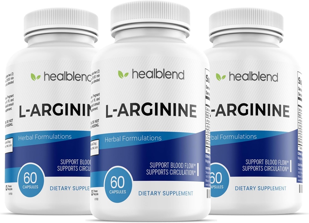 Sehat L-Arginine Plus: Kalsium, Niacin, L- Arginine Blend, L- Citrulline Complex & Beta Alanine - 180 Capsules (3 Pack)