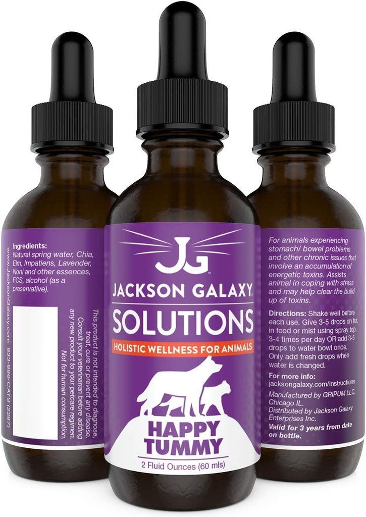 Jackson Galaxy: Selamat Tummy (2 oz) - Solusi Pet -Bantuan dengan Toxins Stress dan Discharge - Dapat Bantuan Dengan Issue Perut (IBD, Sembelit, dll.)