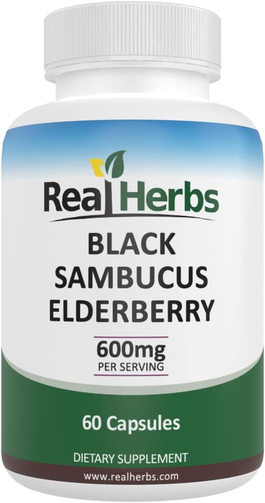 Herbs Elderberry Extract - Derived from 325mg of Elderberry Standardied to 5% Flavonoid with 275mg of Elderberry Fruit 5: 1 - Boosts kekebalan - 60 Vegetarian Capsules