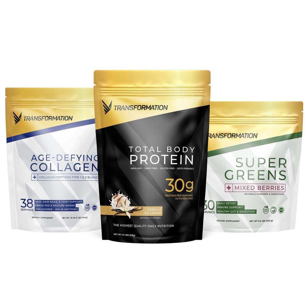 Transformasi Vanila Protein Powder 124; 30G Multi- Protein Campuran + Grass- Fed Hydrolyzed Collagen Peptides Powder - Rambut, Skin, Nails + Organik Menyambut Superfood Poundster- Imune & Energy