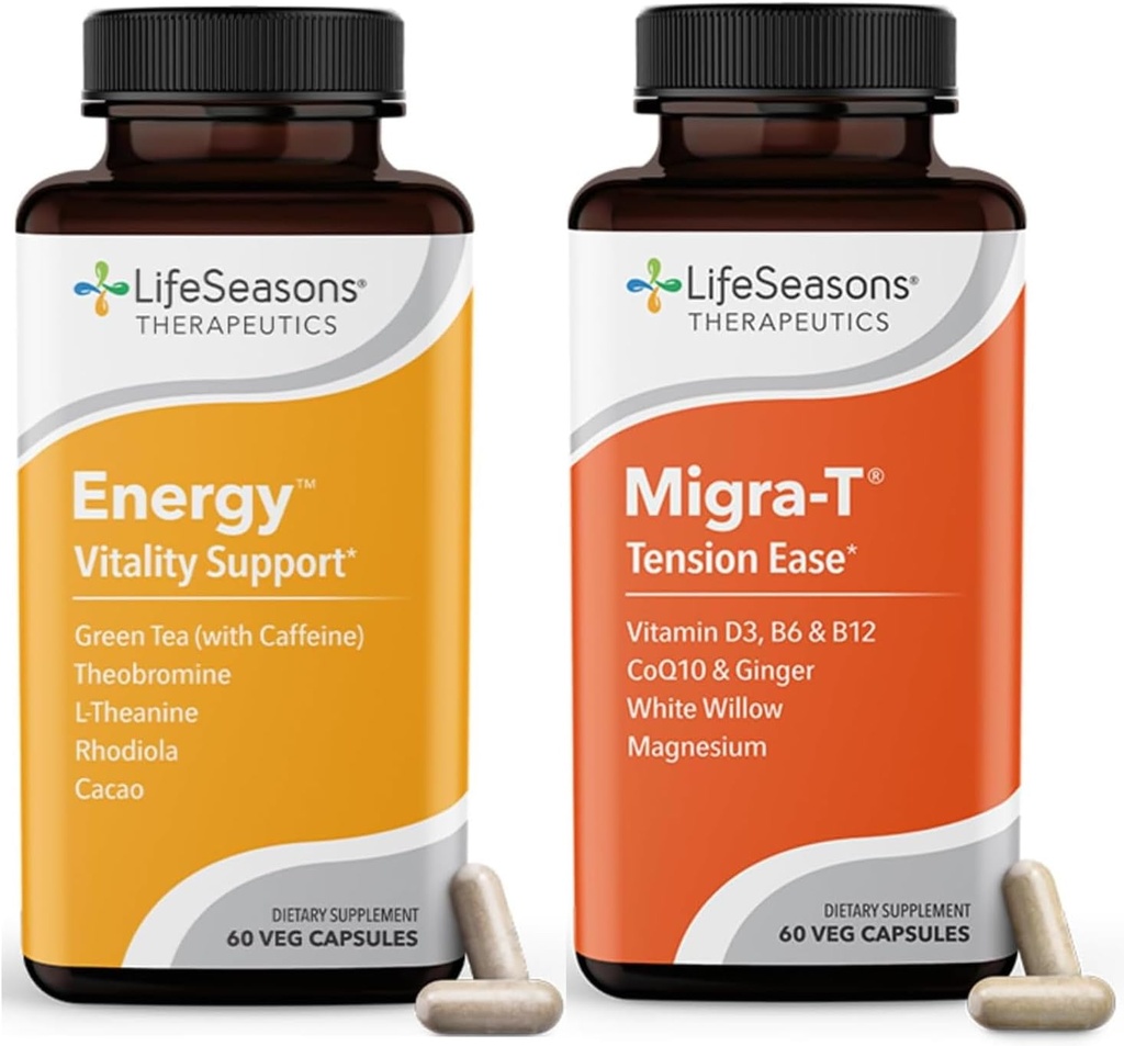 Migra- T dengan Caffeine - Migraine Prevention & Relief Suplement - Dukungan untuk Sakit kepala parah - reduces Suara Cahaya & Odor Sensitivity - 120 Kapsul