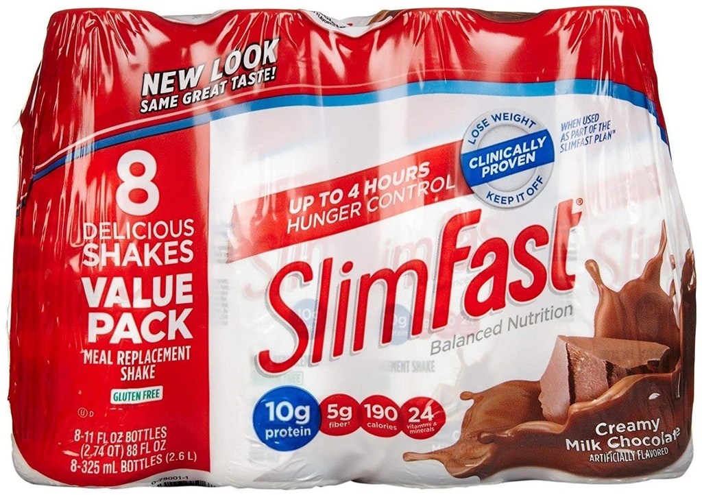 SlimFast Nutrection Creamy Milk - Meal Replacement - 20g Protein 8 Count (pak 3) Total 24 11OZ Botol