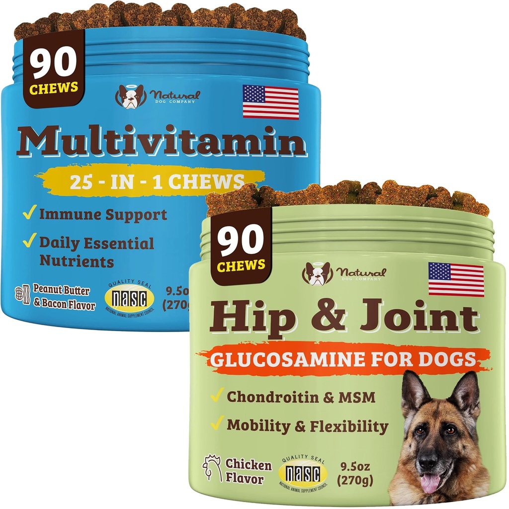 Suplemen Dog Company Dog Natural for Seniors & Active Dogs - Multivitamin Chews & Hip & Joint Relief