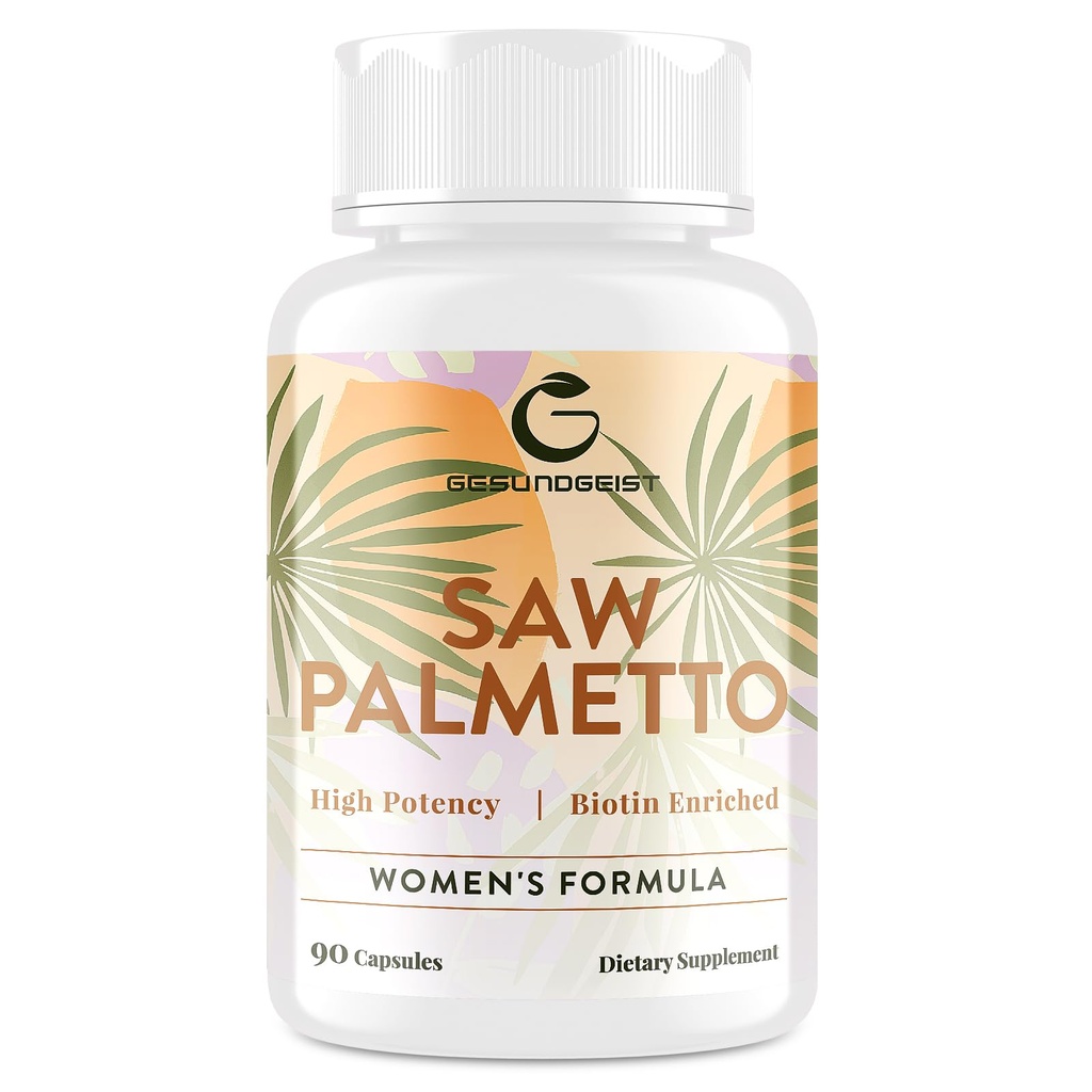 Saw Palmetto for Women Hair Loss - DHT Blocker with 5-in- 1 Blend for Hair Growth, Skin & Nails, Urinary Wellness - Extra Kekuatan Saw Palmetto Suplemen - 90 Capsules