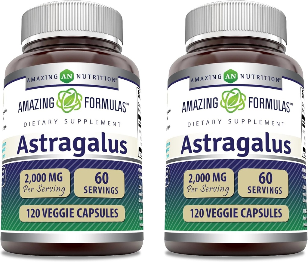 Amazing Formulas Astragalus 2000 mg Per Serving Capsules Suplemen 124; Terbuat dari Murni Astragalus Membranaceus Root Extract 126; Non-GMO 124; Gluten Bebas (120 Count 124; 2 Pack)