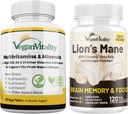 Vegan Vitalitas Lion Mane x General Health Combo Bundle - 6 Bulan Mane Lion dan Multivitamin