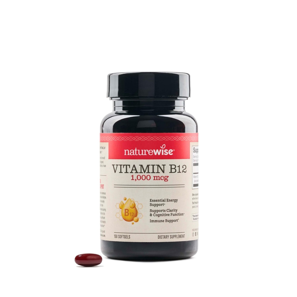 NatureWise Vitamin B12 1000 mcg - Dieter Suplemen untuk Mendukung Energi Metabolisme, Mental Clarity, Nervous System Kesehatan - Easy- ke Swallow, Soy & Gluten- Free, Non-GMO - 150 Count [150-Day Suppply]