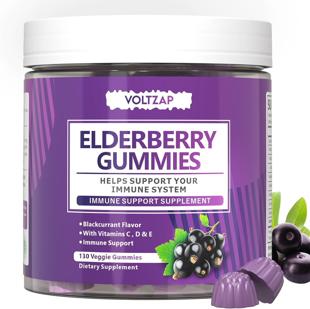 Suplemen Dukungan Immune Elderberry Vitamin C dan Zinc Menyediakan Antioksidant Dukungan Gluten Free 130 Gummies