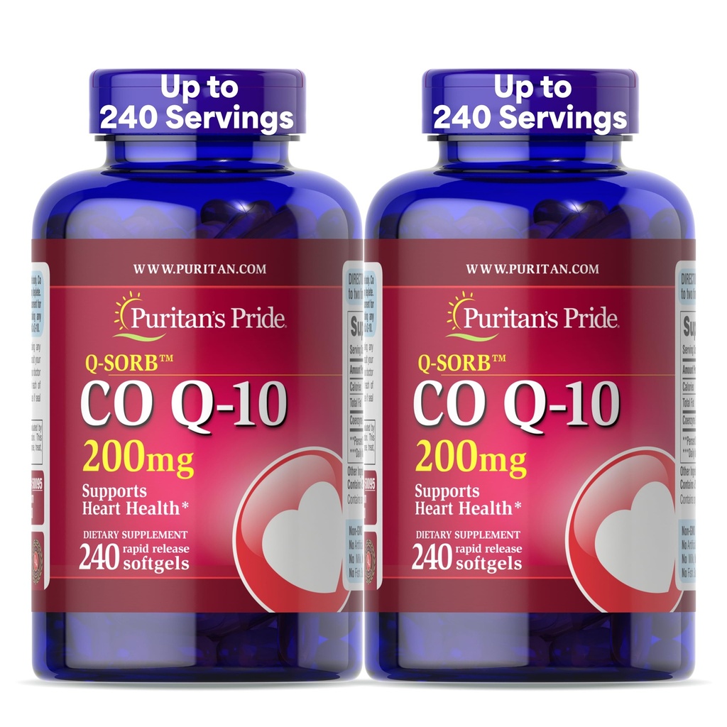 Koenzim Kebanggaan Puritan CoQ10 200mg, Tambahan Dietary untuk Kesehatan Jantung, Tekanan Darah, Oral Gum Kesehatan, dan Dukungan Penuaan Sehat, 240 Rapid Lepaskan Softgels, 2- Pack