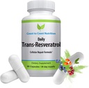 Trans- Resveratrol Suplemen - Kapsul Organik - Suplemen Vegan untuk Perempuan dan Pria, Antioksidan Alam, Tambahan Polyphenol, Anti Aging - 60 Kapsul, 600mg, 30 Hari Suppply