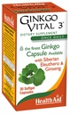 Healthaid Ginkgo Vital 3 - Satu-Harian Softgel dengan Ginkgo Biloba, Siberia Eleuthero & Korea Ginseng 126; Pendukung Mental Clarity & Circulation 124; 30 Softgeels